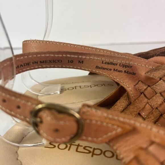 Softspots Sandals Womens 10 Brown Tan Tela Slingback Open Toe Leather - Picture 7 of 14